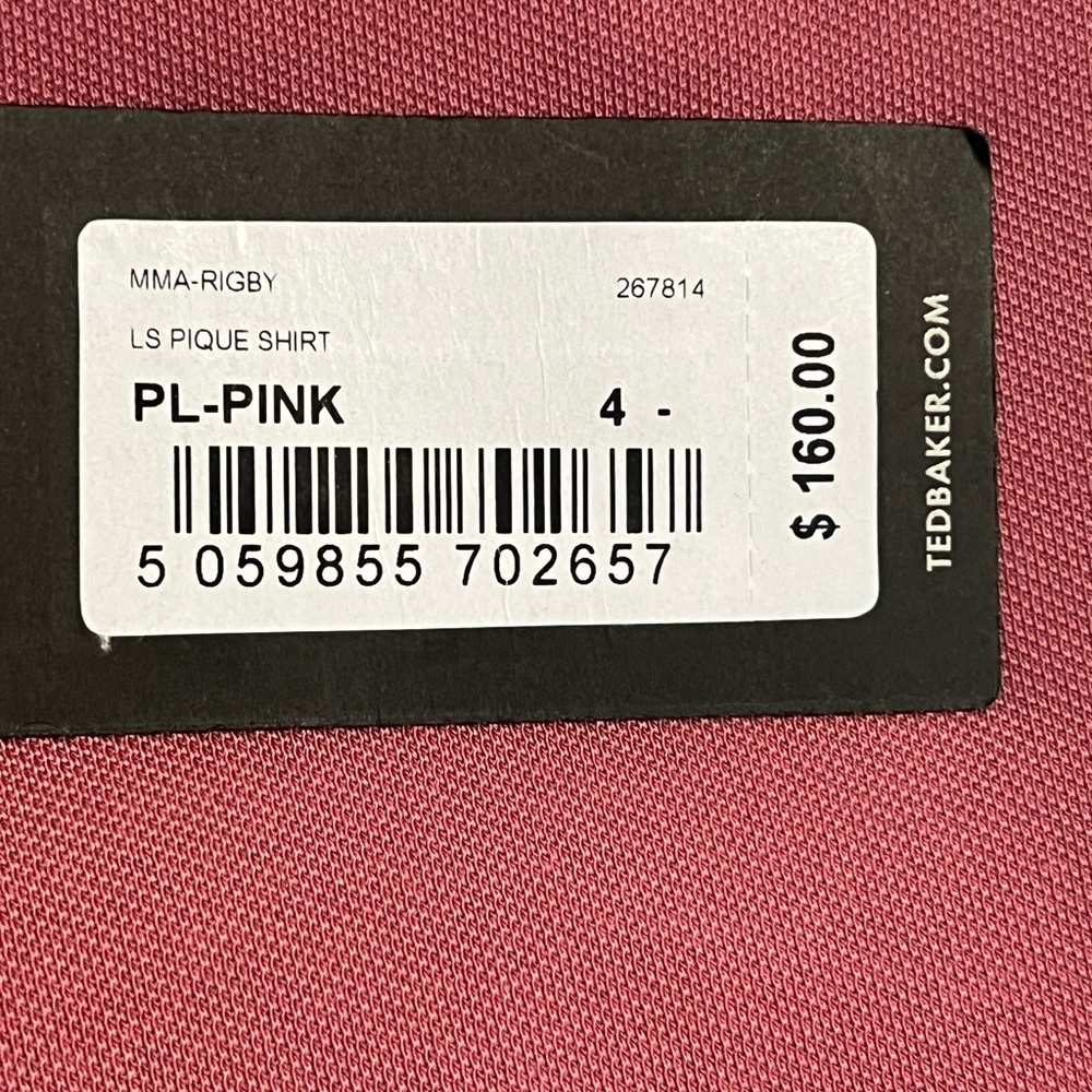 NWT Ted Baker Rigby Pique Long sleeve button down pink salmon shirt size 4 Med - Picture 6 of 16